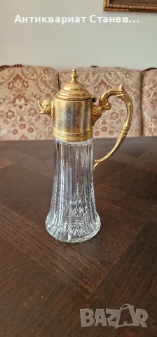 🍷👑 АРИСТОКРАТИЧНА СТАРА КАНА ЗА КЛАРЕТ С ФИГУРАЛЕН ЧУЧУР И ЗЛАТИСТ ОБКОВ 👑🍷
