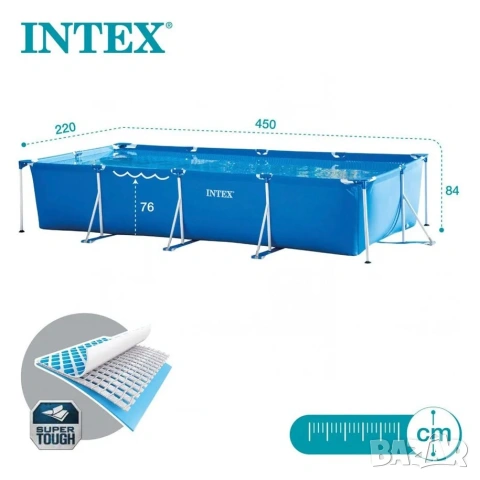Сглобяем басейн Intex Rectangular Frame 28274NP, правоъгълен, 450 x 220 x 84 см , снимка 4 - Басейни и аксесоари - 55248675