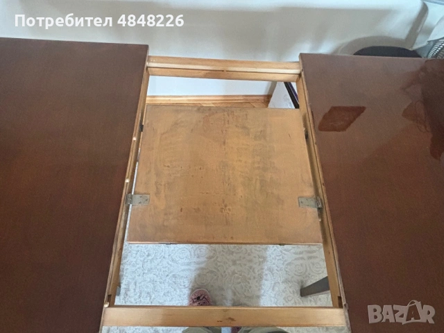 Винтидж разтегателна маса от естествено дърво, 120–170 см, орех, снимка 4 - Маси - 54793850