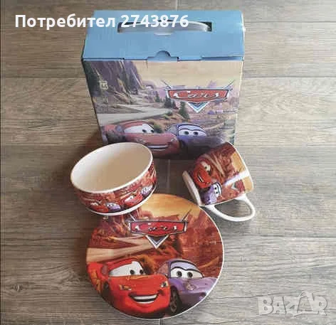 Детски порцеланов сервиз за хранене - количките Маккуин, снимка 3 - Сервизи - 51847225