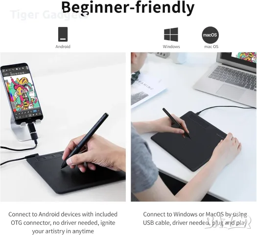 GAOMON S620 Pen Tablet с безбатерийна писалка, 8192 нива на натиск, 4 програмируеми бутона, снимка 5 - Таблети - 55296298