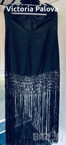 Хитова черна ленена рокля Zara с макраме и ресни, размер XS (Blogger's favorite / Много тьрсен модел, снимка 2 - Рокли - 55347616