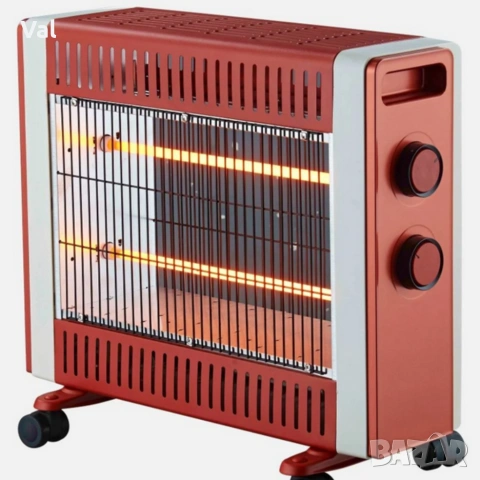 Кварцов отоплител 1500W с 2 степени и мобилни колелца – бързо и безопасно затопляне, снимка 6 - Отоплителни печки - 55005146