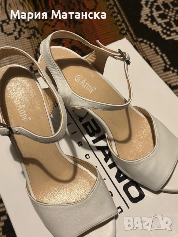 Бели Сандали естествена кожа Gianni ( Джани), снимка 4 - Сандали - 54730463