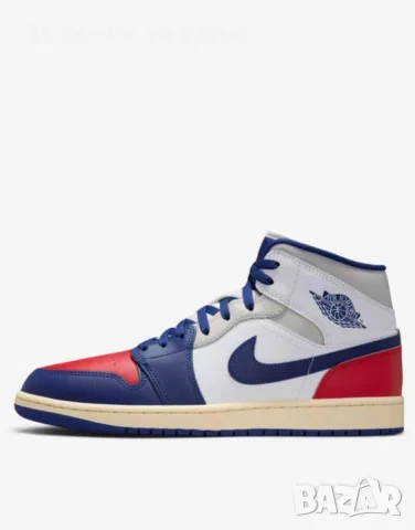 NIKE Air Jordan 1 Mid White / Blue Мъжки Маратонки👟Мъжки Баскетболни Спортни Обувки Код P2909, снимка 4 - Маратонки - 55510175