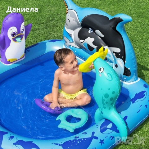Надуваем детски басейн с морски животни, водни играчки и игра за хвърляне на халки, снимка 13 - Други - 54858063