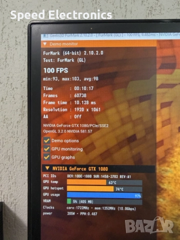 Gigabyte GeForce GTX 1080 G1 Gaming, снимка 8 - Видеокарти - 55597049