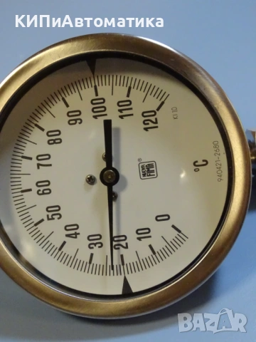 биметален термометър NUOVA FIMA Ø130 mm G1/2 KL1 0/+120°C L-130mm, снимка 2 - Резервни части за машини - 54525632