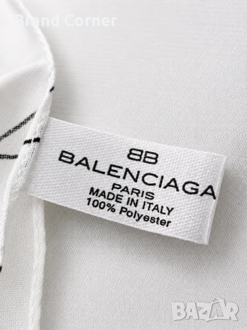 Оригинален копринен шал Balenciaga с лого, снимка 6 - Шалове - 54641266