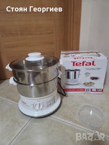 Уред за готвене на пара Tefal - VC145130, 900W 6литра, 2 зони, бял