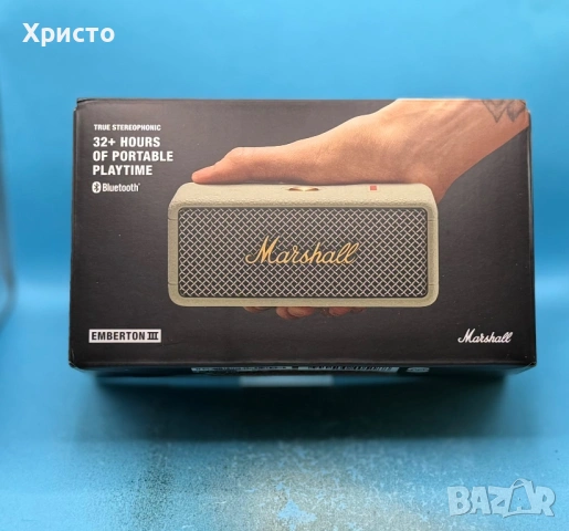 НОВО!!! Безжична колонка Marshall Emberton III, Бежов, Bluetooth  , снимка 2 - Bluetooth тонколони - 54694826
