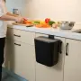 Кош за боклук, кухненски кош 9 л – Висящ контейнер за отпадъци, за врата на шкаф, пластмасов, черен , снимка 1