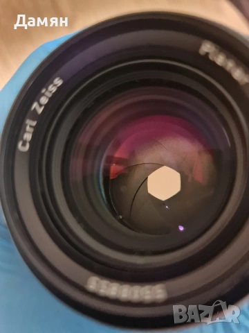 Обектив Carl Zeiss Planar 50mm f1.8 + адаптер QBM, снимка 7 - Обективи и филтри - 54080140