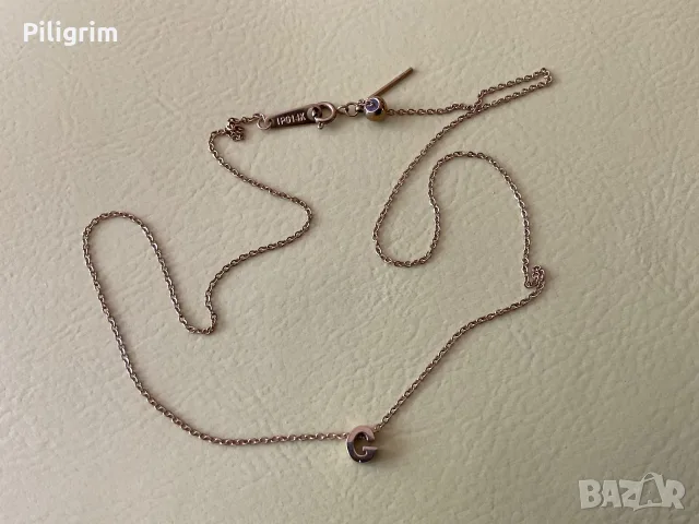 Колие с висулка във формата “G”, позлатяване 14К, (IPG14K).