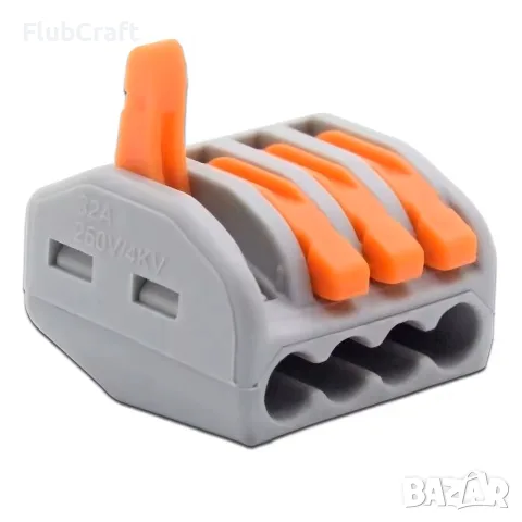 Клема, бърза връзка 250V, 32A, 0.08~2.5mm2, четворна