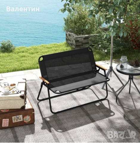Двуместна сгъваема къмпинг пейка Outsunny, снимка 2 - Къмпинг мебели - 55104140