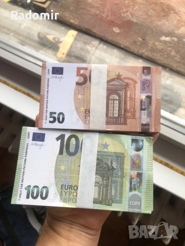 Реквизитни евро банкноти, пачки по €5, €10, €20, €50, €100, €200 и €500 за клипове и забавление, снимка 8 - Други - 53306440