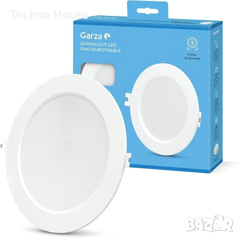 Garza - Кръгла вградена LED луна с екстра плосък отвор, 22 см, 18 W, 6500 K студена светлина, 1950 l