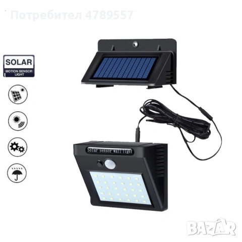 Градинска соларна лампа с 2,5-метров кабел H LED16, снимка 4 - Други - 54238465