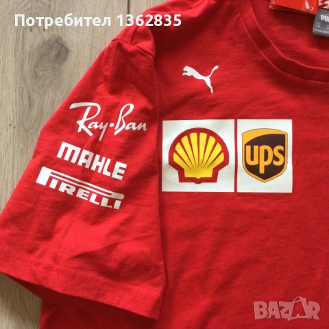 за феновете на FERRARI и FORMULA 1  : НОВА оригинална червена тениска Puma x  /  Ferrari размер XXL , снимка 6 - Тениски - 54556182