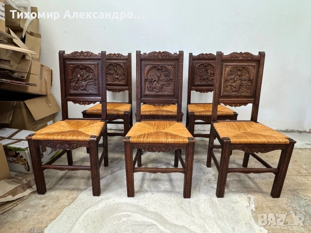 Комплект трапезни столове от дъбов масив