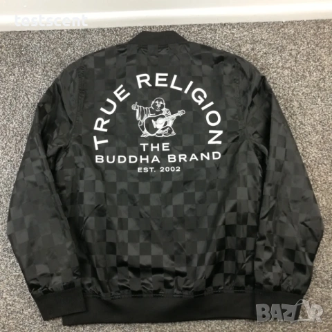 $280 Оригинално мъжко дизайнерско яке True Religion Jacket Buddha Satin Bomber Nylon Размер L, снимка 3 - Якета - 54020259