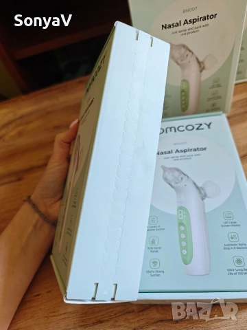 Електрически аспиратор за нос Momcozy BreezyClear 2-в-1 (спрей + изсмукване) – чисто нов, снимка 4 - Други - 54630738