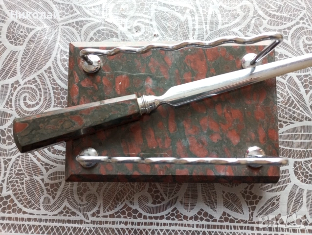 Нож за писма и поставка за химикали, снимка 3 - Антикварни и старинни предмети - 54225981