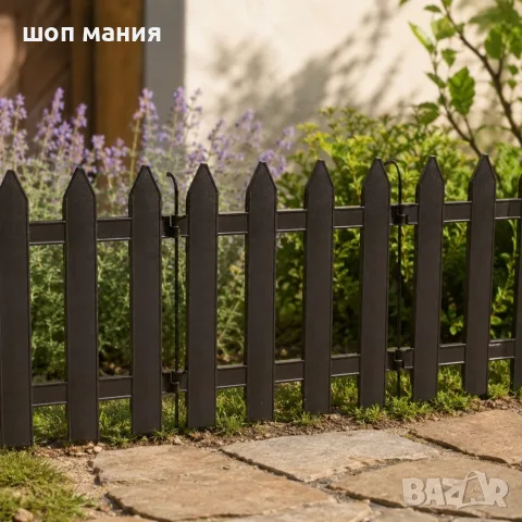 Декоративна градинска ограда 300 см – комплект 10 бр. кафяви PVC панели 30x30 см, устойчива на UV 