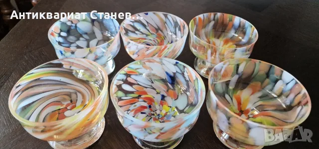 Купички за сладолед от художествено цветно стъкло в стил Мурано, снимка 9 - Други - 55298296