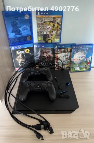 Sony PlayStation 4 Slim 1TB + 2 Джойстика + 6 Игри с книжки и Оригинална Кутия⁠