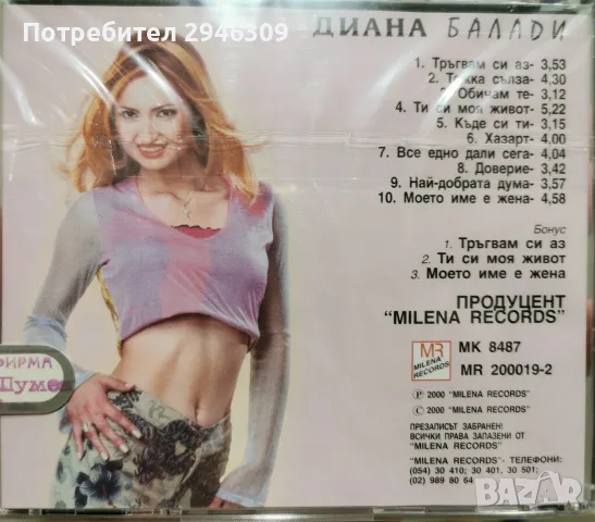 Диана - Балади(2000), снимка 2 - CD дискове - 55330277