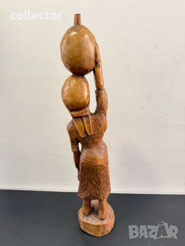 Ръчно резбована африканска дървена статуя. №8099, снимка 4 - Антикварни и старинни предмети - 54193057