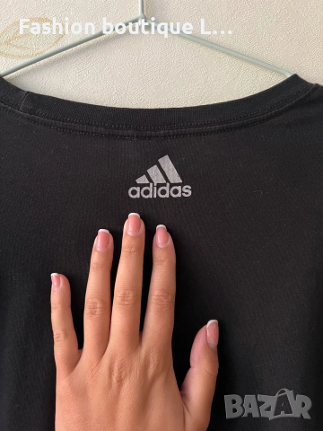Adidas черна дамска памучна тениска L размер 🖤, снимка 5 - Тениски - 54961572