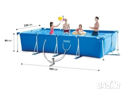 Сглобяем басейн Intex Rectangular Frame 28274NP, правоъгълен, 450 x 220 x 84 см , снимка 2 - Басейни и аксесоари - 55248675