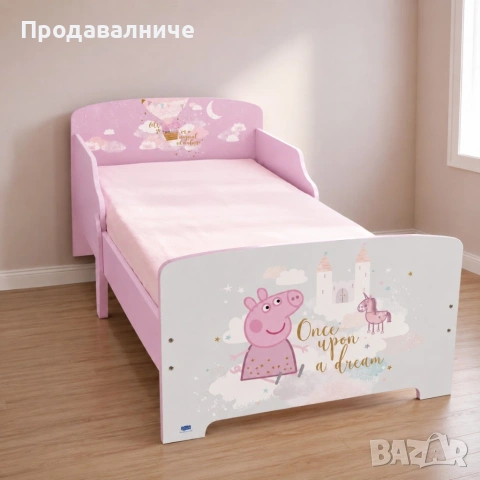 Детско легло Peppa Pig 140x70 см с ламелна основа - Розово легло с Пепа Пиг, замък и еднорог, снимка 2 - Мебели за детската стая - 54690070