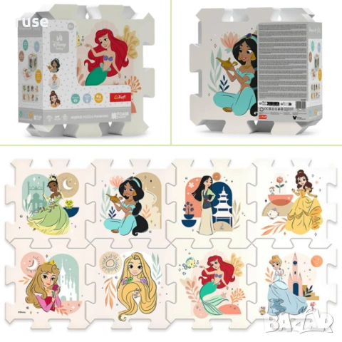 НОВИ! Мек килим пъзел постелка за игра Princess Принцеси, снимка 4 - Други - 54424761