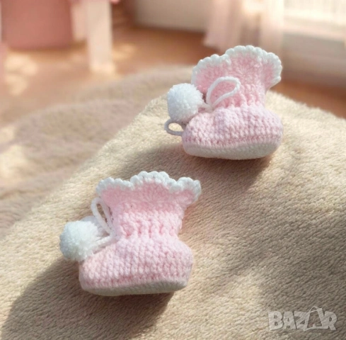 💗 Плетени бебешки терлички / ботушки 2 в 1 за момиче 💗, снимка 4 - Чорапи - 53814572