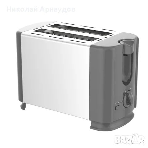 Тостер за хляб Rosberg R51440GS, 700W, 2 филии, 6 нива, Ненагряваща се външна повърхност, Бял/сив