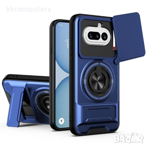 Магнитен Калъф за Nothing Phone (4a) с Пръстен и Капаче за Камера - PC+TPU, 360° стойка, 5 цвята, снимка 3 - Калъфи, кейсове - 54087390
