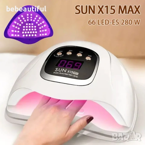 UV/Led комбинирана лампа с инфрачервени сензори за маникюр Sun X15 Max - 280W
