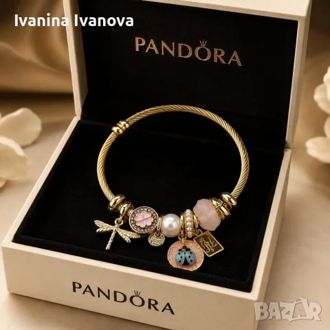 Дамски позлатени гривни Pandora 💎, снимка 4 - Гривни - 55641565