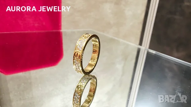 CARTIER Love Band Gold Paved Diamonds Унисекс Пръстен, снимка 7 - Пръстени - 53054233