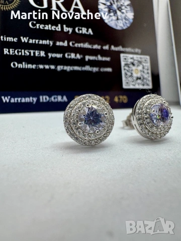 Сребърни обеци с мойсанит (Диамант) 0.5 карата, снимка 7 - Обеци - 54091883
