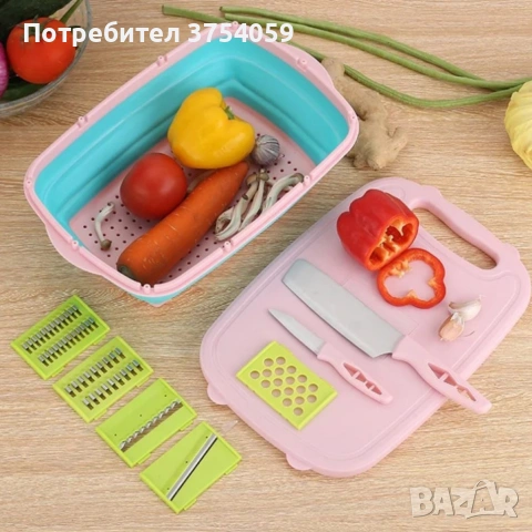 Кухненски къмпинг комплект 9в1 D E O U  N Y, мултифункционална дъска със сгъваем гевгир с кутия 
