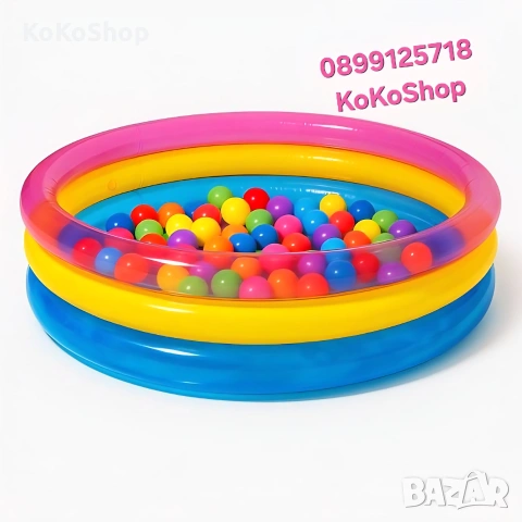 Детски  басейн с 50 броя цветни топки, басейн Intex