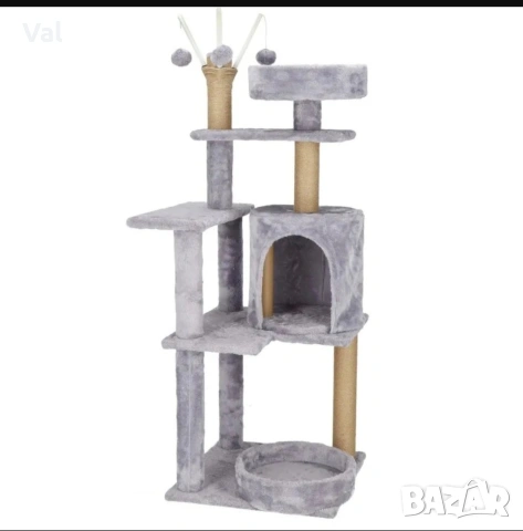 Голяма катерушка за котки XL 127 см – Драскалка с къщичка, легла и 5 нива