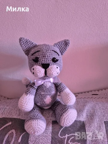 Ръчно изработена играчка - Котка, снимка 2 - Плюшени играчки - 55523043
