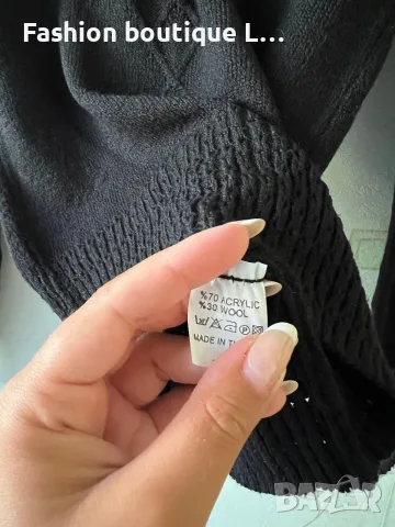 3 евро 💶 Нова вълнена черна дамска блуза с акцент отпред 70% акрил 30% вълна 🖤, снимка 4 - Блузи с дълъг ръкав и пуловери - 55579090