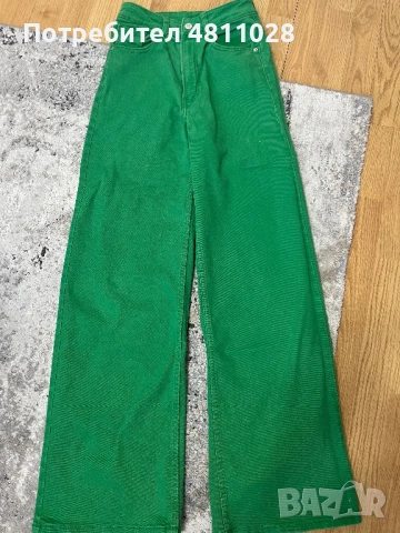 H&M Wide Leg дънки в уникално наситено зелено🌿